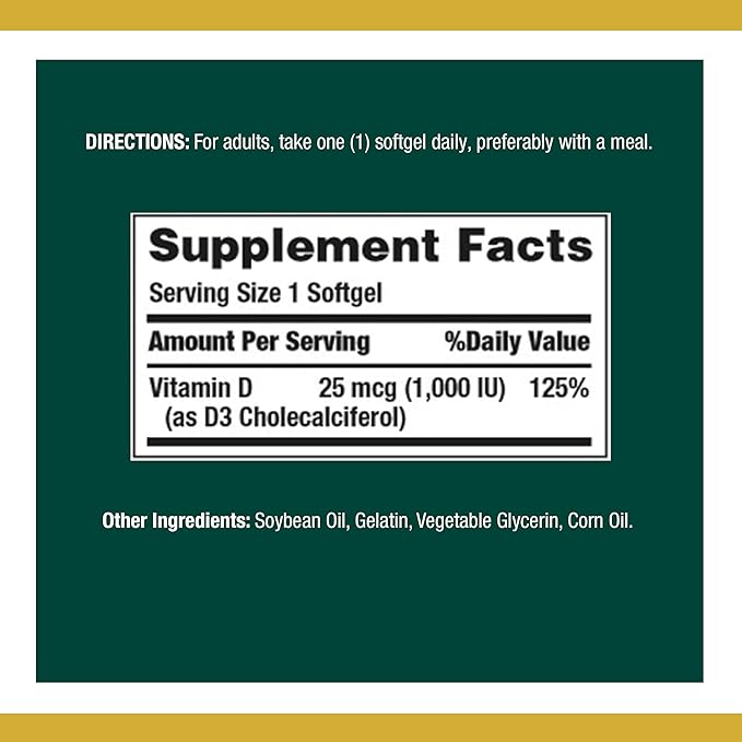 Nature's Bounty Vitamin D3 1000 IU 350 Count