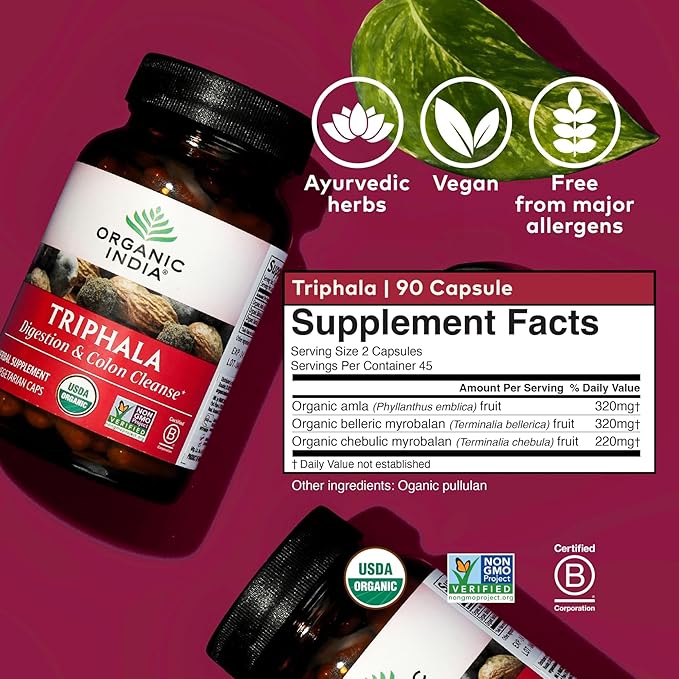 ORGANIC INDIA Triphala Capsules Organic 90 Capsules