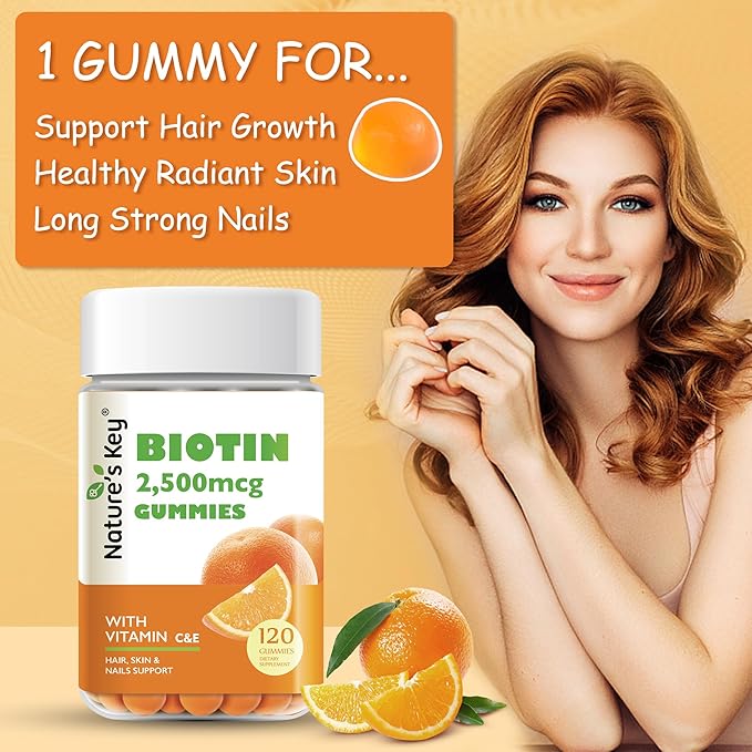 Nature's Key Biotin Gummies with Vitamin 120 Count
