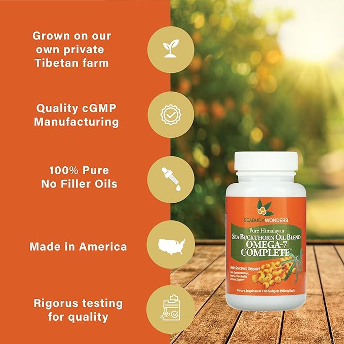 Omega-7 Complete Sea Buckthorn Oil Blend, 180 Count (500mg Each)