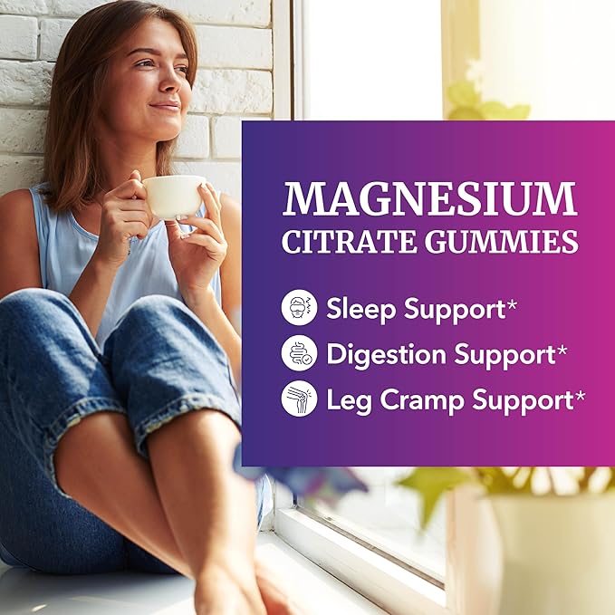 Magnesium Citrate Gummies | Extra Strength for Calm, Relaxation & Digestion | High Absorption Magnesium Gummies for Adults | Vegan, Non-GMO | Raspberry Flavor Mag Gummy | 60 Ct, 1 Month Supply