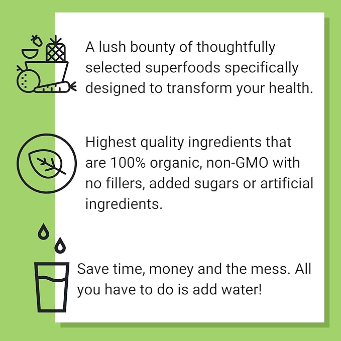 SMART Pressed Organic Greens Superfoods Powder | Cold-Pressed Daily Organic Greens Powder for Women & Men | Vegan Green Powder Superfood Organic | Green Superfood Powder (30 Servings)