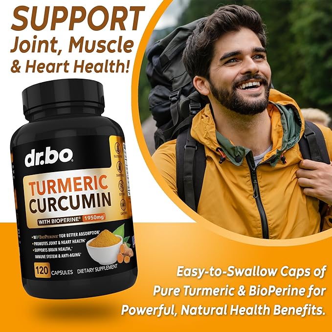 Turmeric Curcumin with BioPerine Supplement Capsules 1950mg Curcuma 120 Turmeric