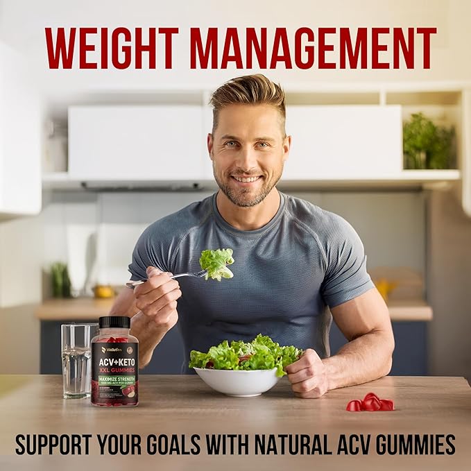 WELLUTION Keto Apple Cider Vinegar Gummies - 1000mg ACV, Vitamin B12, Folate & Antioxidants - 60 Vegan Gummies