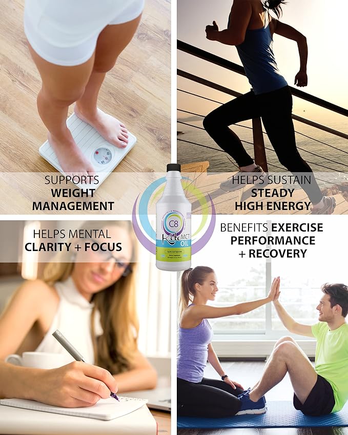 LIFESENSE C8 MCT Oil, Keto-Friendly, Sourced from Coconut Oil, Clinically Proven to Increase Ketone Production, Optimal Fuel for The Brain and Body, Made in USA by PhD Nutrition, 32 oz