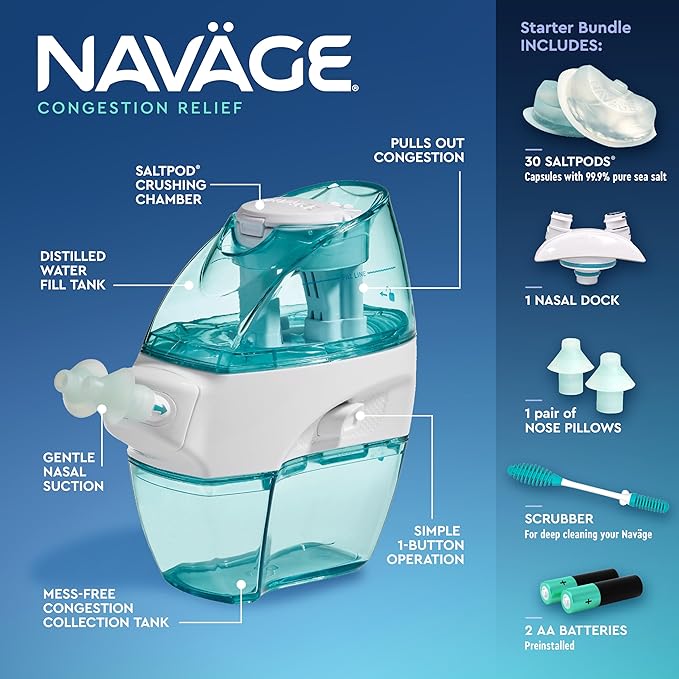 Navage Nasal Care Starter Bundle Nose 20 SaltPods, 10 SaltPods