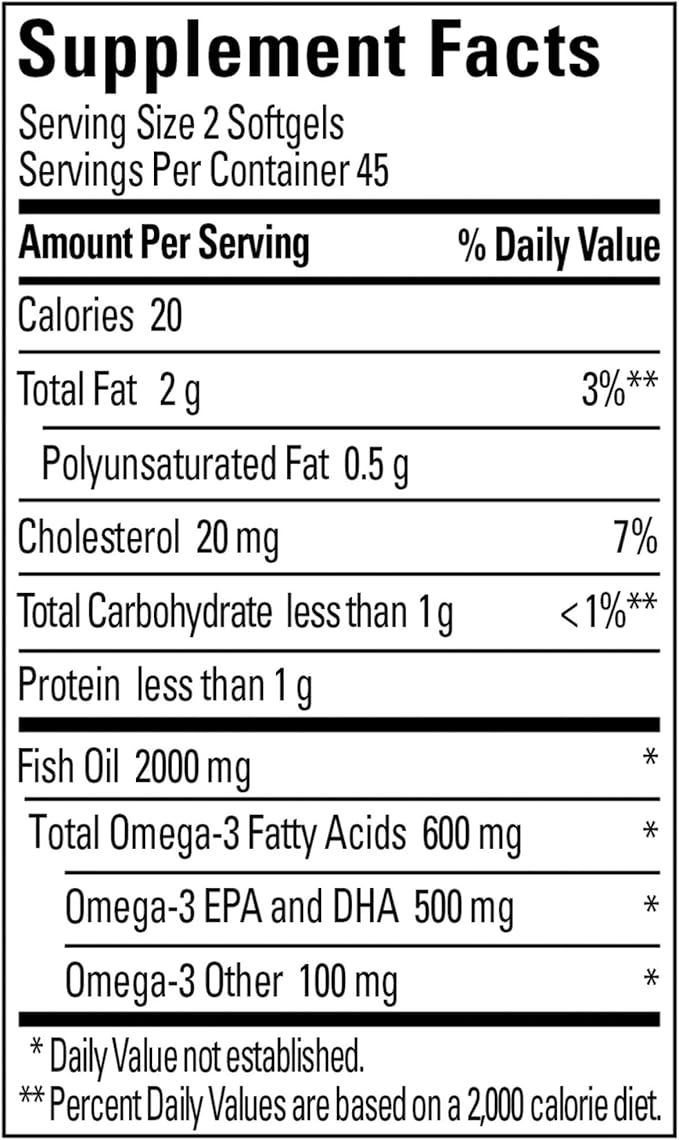 Nature Made Fish Oil 1000 mg 3 Fish 90 Softgels, 45 Day 2)