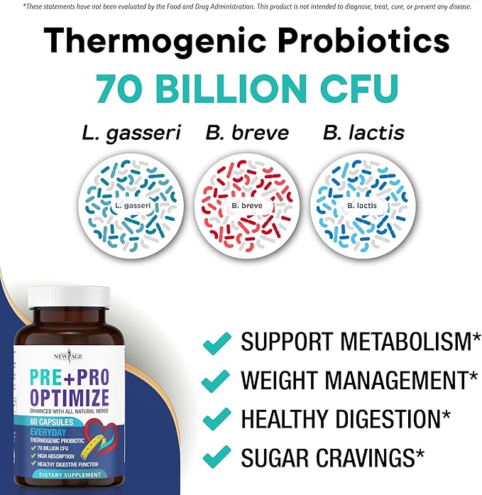 NEW AGE Pro Optimize Probiotics for Women, Menopause, Digestive Health - Relief for Bloating, Hot Flashes, Joint Support, Night Sweats - Gut Health & Metabolism - Dong Quai (60 (Pack of 1))