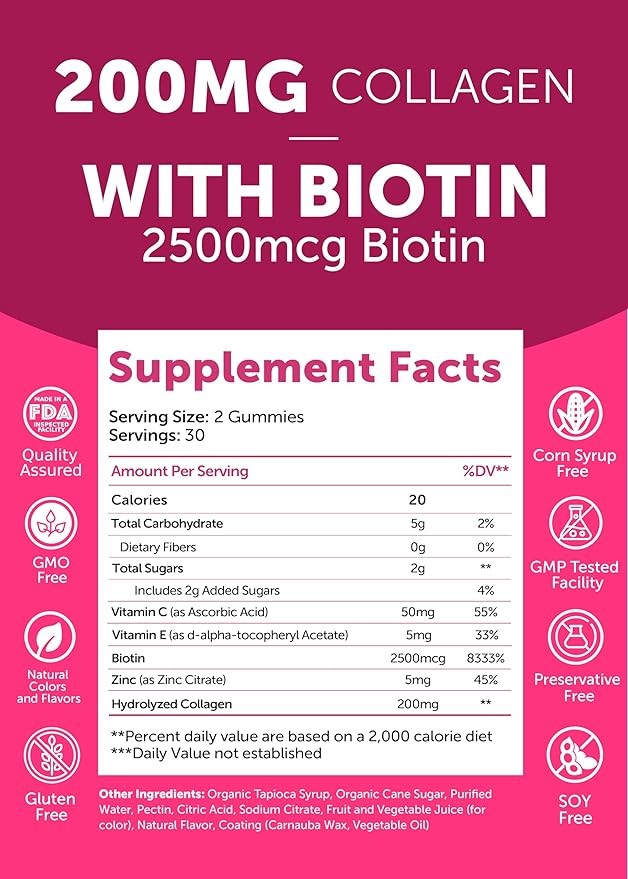 Collagen Gummies - Tastiest Proprietary Formula 200mg Hydrolyzed 6 Pack