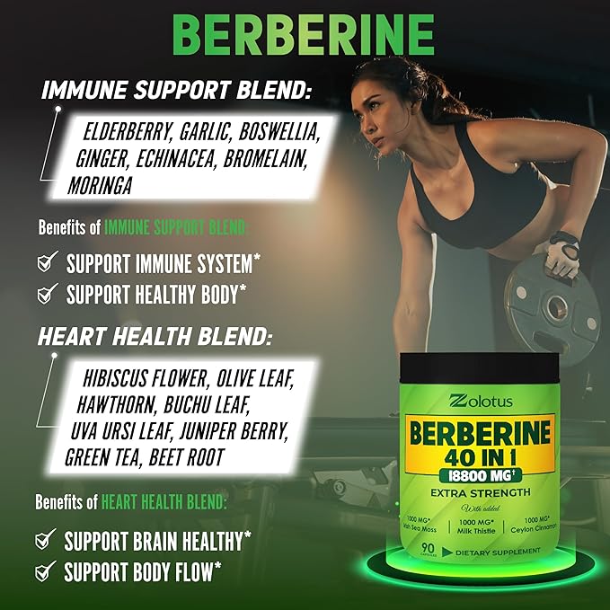 Zolotus 18800mg Berberine Supplement 40 in 1, with