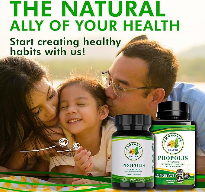 Propolis Health Propolis Capsules 1000mg-Daily 2 Capsules 50 Days (100 Capsules)