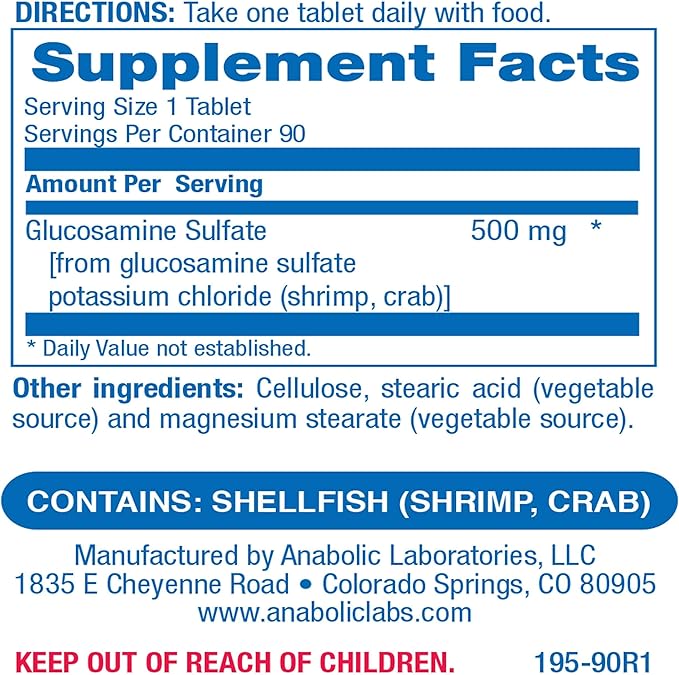 Anabolic Laboratories Glucosamine Sulfate 500mg 120 Glucosamine