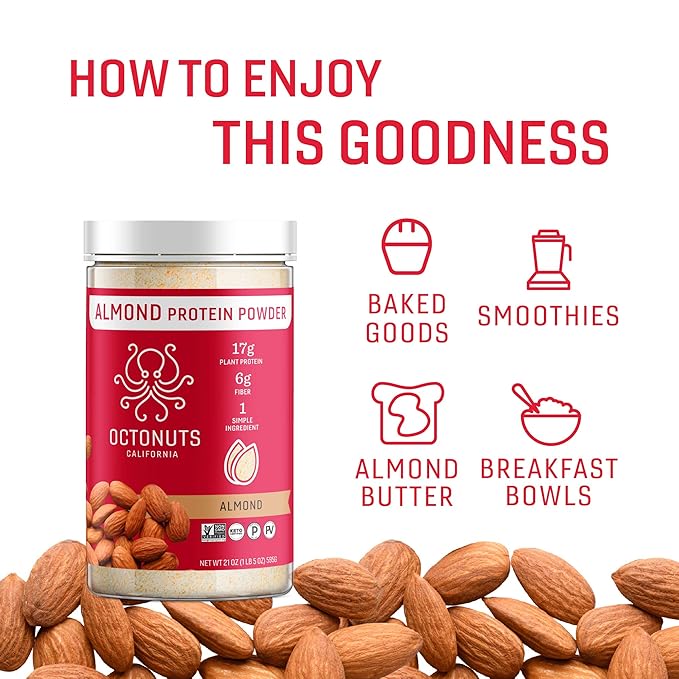 Almond Protein Powder, 21 Ounce, Made 17g Plant 17 Servings