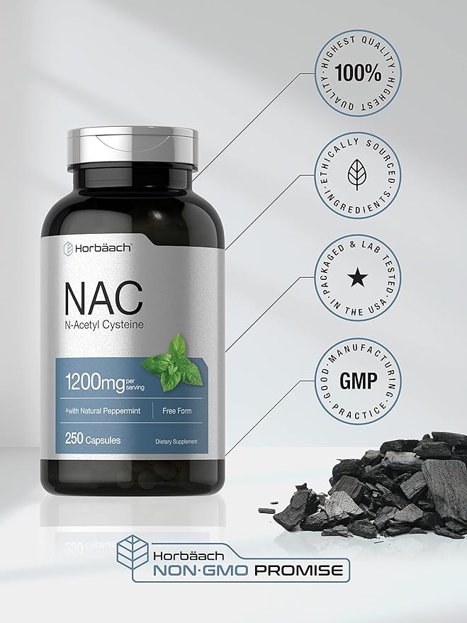 Horbäach NAC N-Acetyl Cysteine Supplement 1200mg 250 Capsules