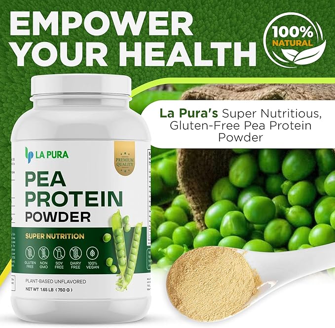 LaPura 100% Vegan Pea Protein Powder 1.65LB, Unflavored 20g Protein,