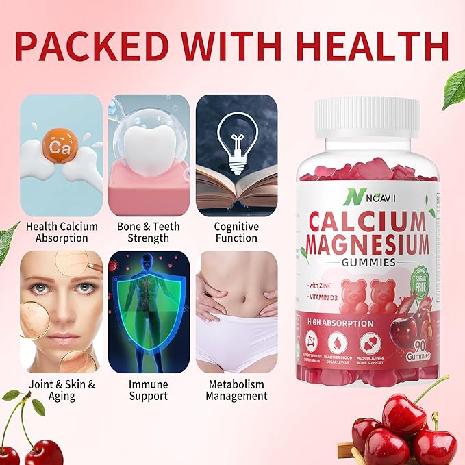 Calcium Magnesium Zinc Gummies with Vitamin D3, ashwagandha Flavor-180 Count