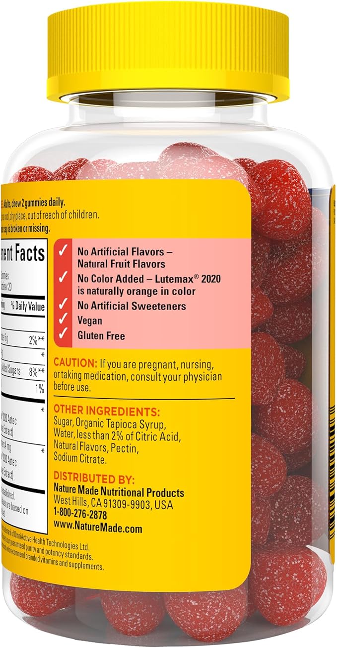 Nature Made Lutein & Zeaxanthin Gummies, 40 Vegan 20 Day