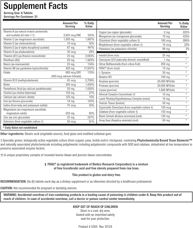 Biotics Research Equi Fem Multi-Vitamin Mineral 126 Tabs