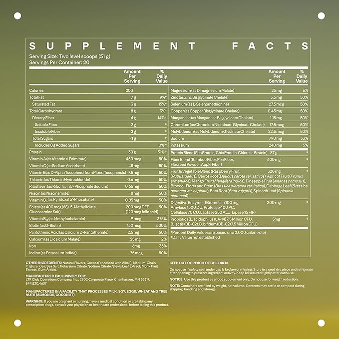 Fuel Vegan & All-in-One - Trusted by Life Time Fitness Members - 30g Protein - Plant-Based Protein Meal Replacement - Vitamins, Minerals, Digestive Enzymes & Probiotics - Chocolate, 20 Servings