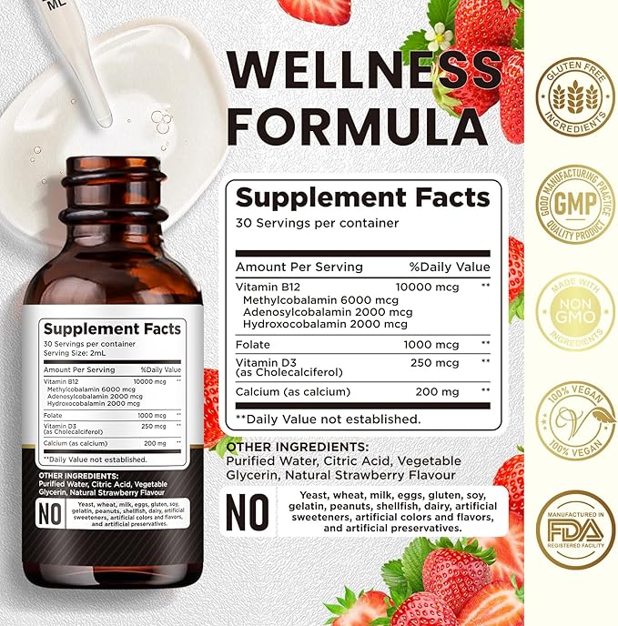 Vitamin B12 Complex 10000 mcg B-12 Drops Metabolism(2 Pack)