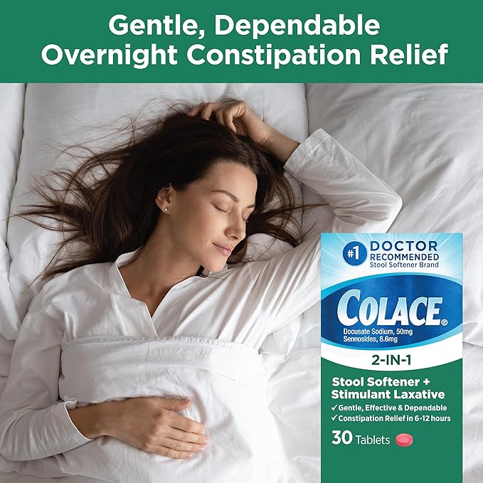 Colace 2-In-1 Stool Softener & Stimulant 6-12 Hours, 30 Count