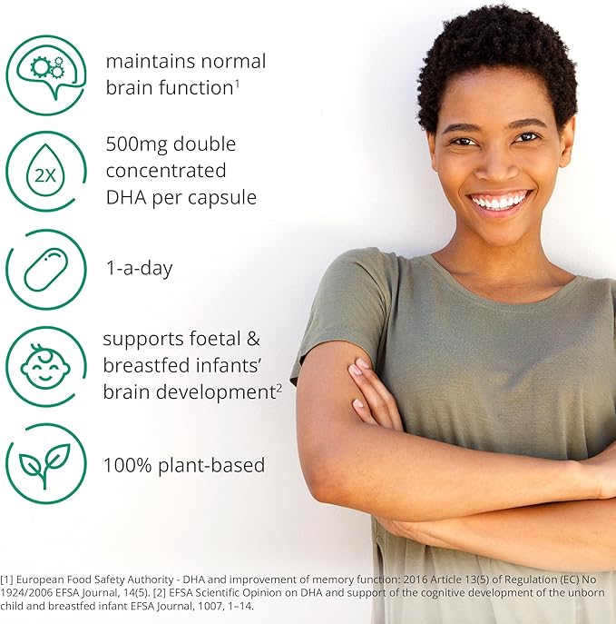 Omega-3 Vegan (60) 500mg PER 1-a-Day | Omega3 | 2 Month 3 1000mg 1000mg DHA 2 Capsules 3