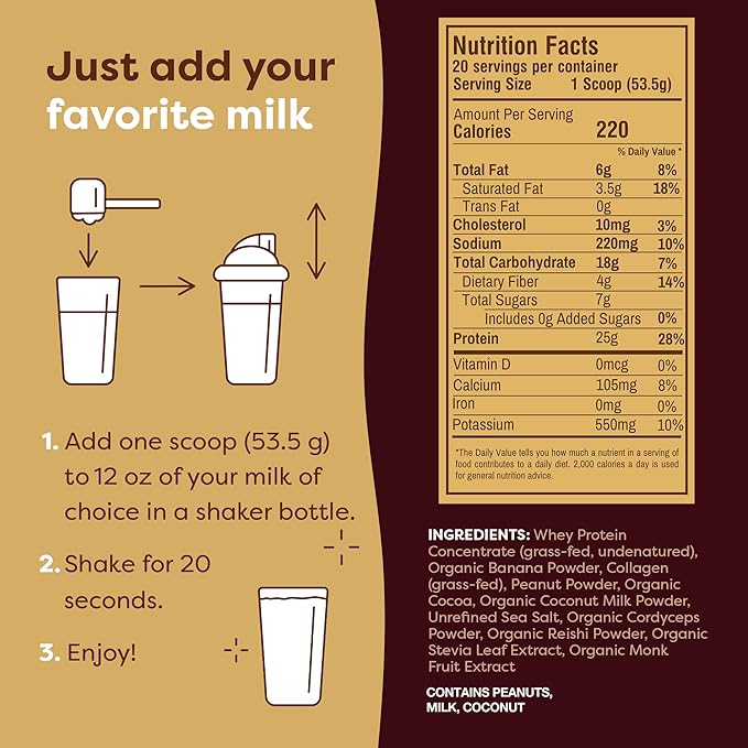 FlavCity Protein Powder Smoothie, Chocolate Peanut Butter 100% Grass-Fed (25g of (37.74 oz)