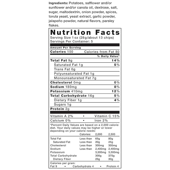 Kettle Brand Potato Chips, Jalapeno, 5 Ounce Bags (Pack of 8)