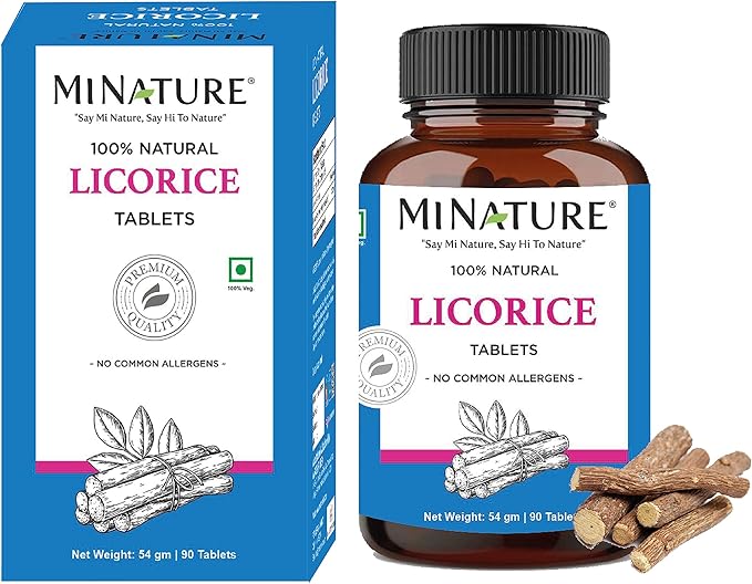 Licorice tablets by mi nature| 90 1000 mg| 45 days 100% natural