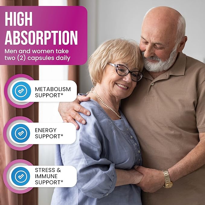 Vitamin B Complex B1, B2, B2, B3, B3, B5, B5, B6, B6, B7, B7, B9, B9, B12, B12, Folic B-100 Supplement 60 Capsules