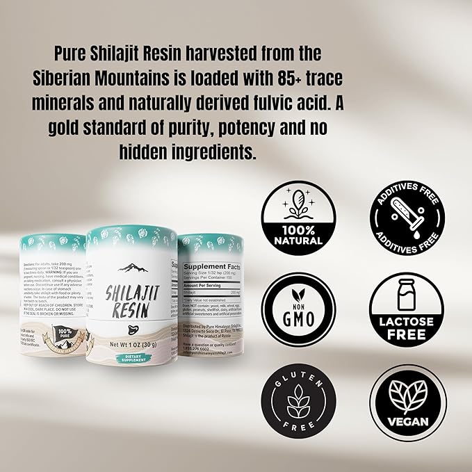 Pure Himalayan Shilajit, High Nutritional Potency, 85+ Plant-Derived 3rd Party (30g)