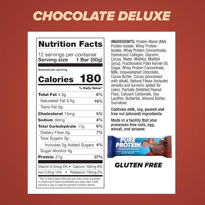 Pure Protein Bars, High Protein, Nutritious 1.76 oz., 12 Count(Pack 1) (Packaging
