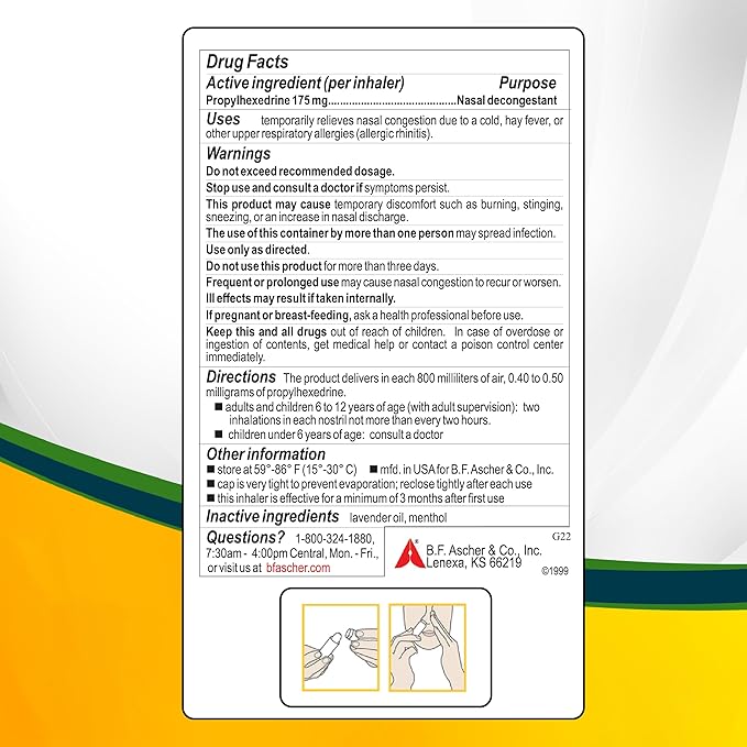 Benzedrex Nasal Decongestant Inhaler, 1 Count 1)