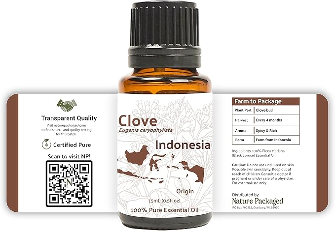 100% Pure Clove Essential Oils - Direct from Indonesian Essential Oils - Essential Oils for Diffusers Aromatherapy & Humidifiers (15ml) | Natural Cold-Pressed