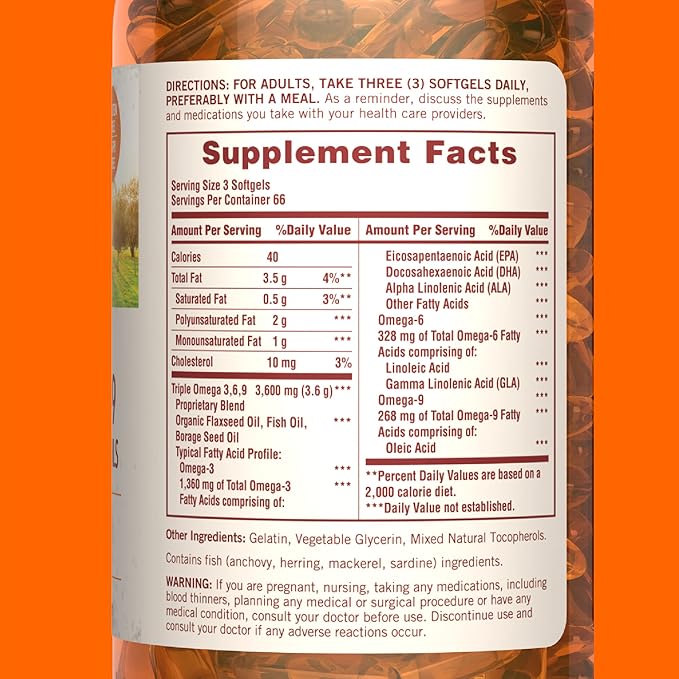 Sundown Omega 3 6 9, 200 Softgels