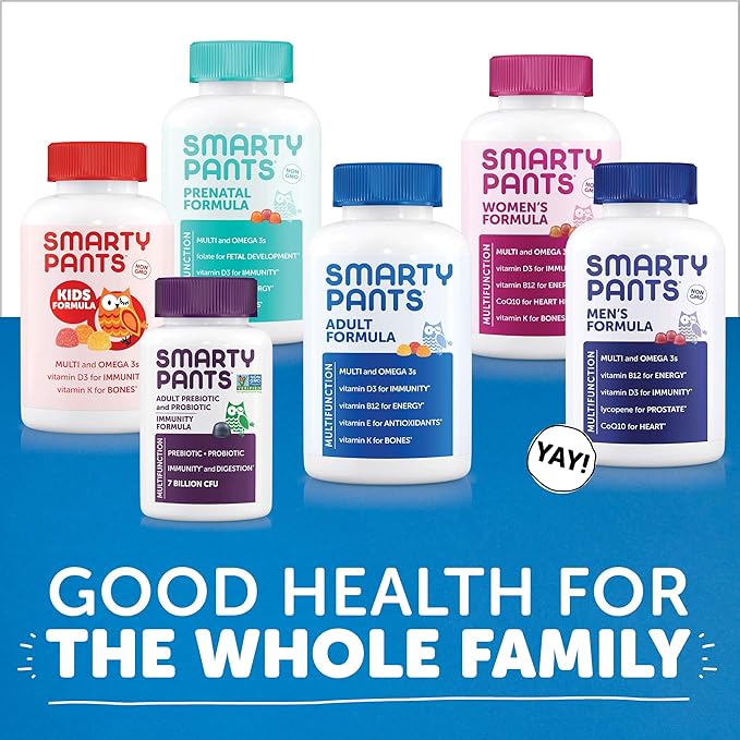 SmartyPants Multivitamin for Men & Women: D3, C, B12, B6, B6, Vitamin 3 Fish 180 Count (30 Day