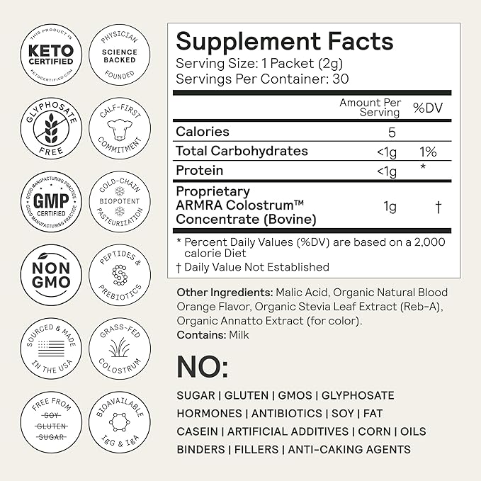 ARMRA Colostrum™ Premium Powder, Grass Fed, 400+ Bioactive 60 Servings)