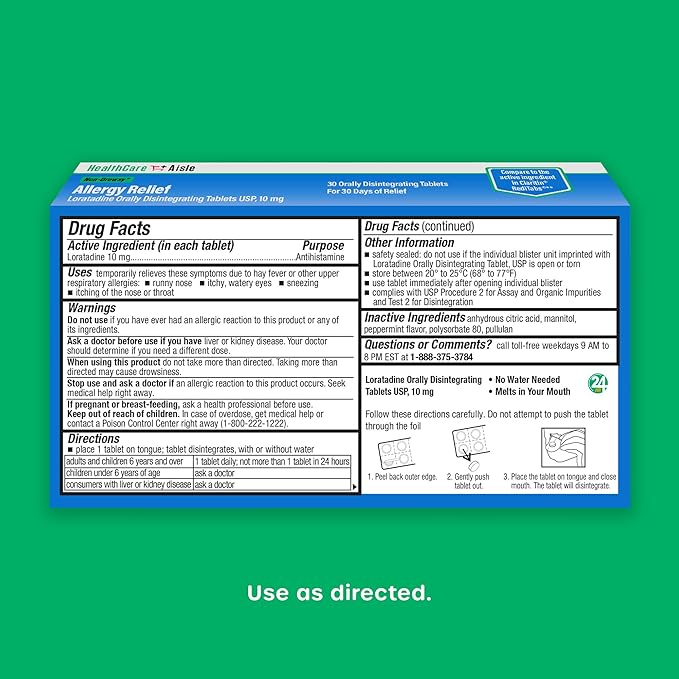 HealthCareAisle Allergy Relief 10 mg 30 Tablets 24-Hour Allergy