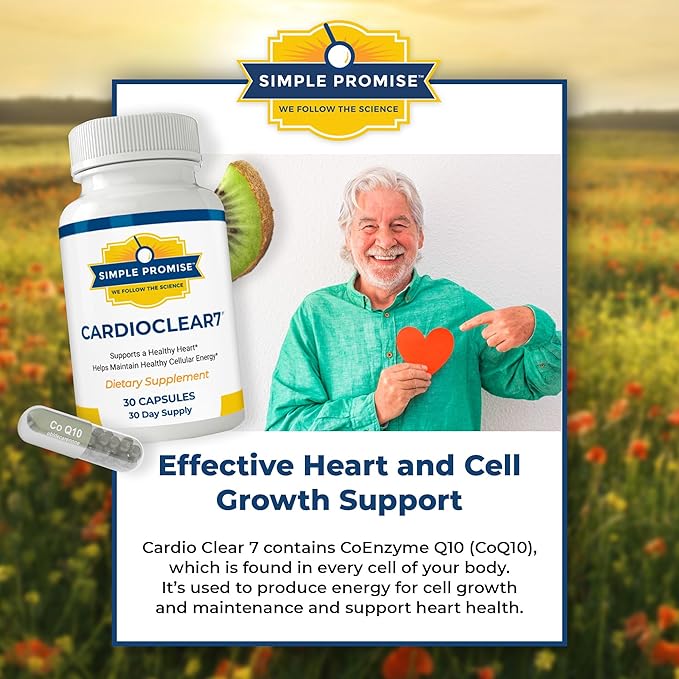 Simple Promise Cardio Clear 7 - Heart Health Supplements - Maintain Cellular Energy - Contains Coq 10, 30 Day Supply