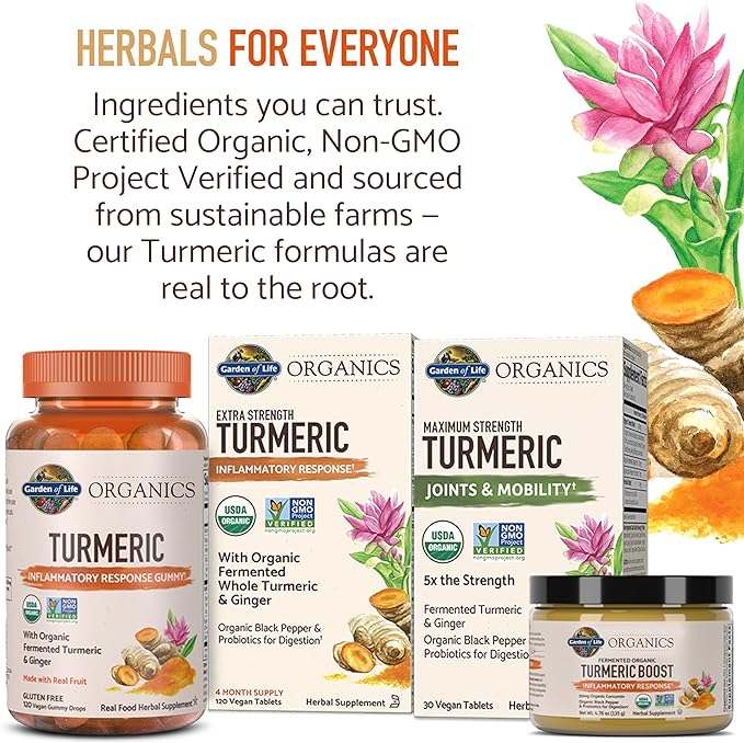 Garden of Life Organics Golden Milk Recovery & Nourishment Powder - 44mg Turmeric Curcumin (95% Curcuminoids), Ashwagandha - Organic Non-GMO Vegan & Gluten Free Herbal Supplements, 30 Servings