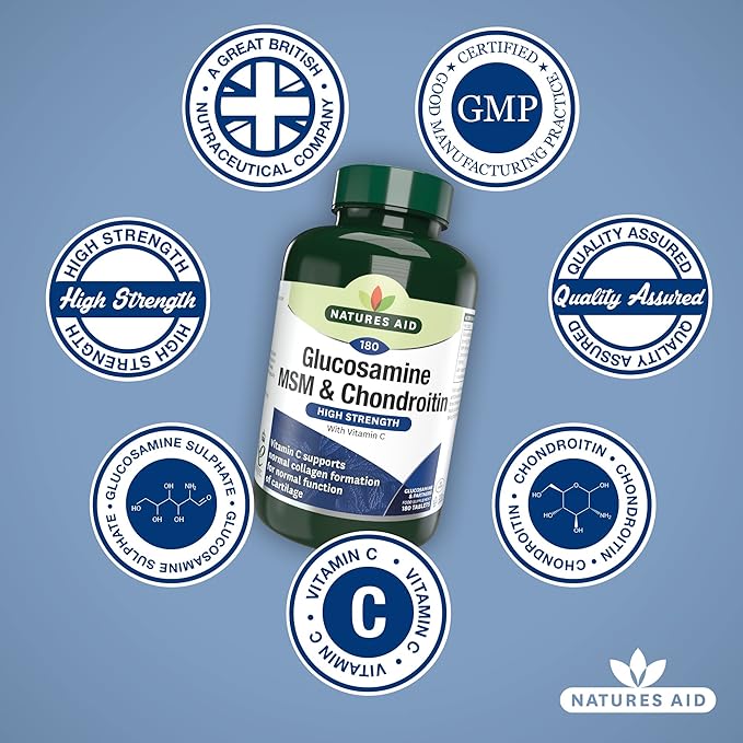 Nature's Aid Glucosamine 500mg, MSM 500mg 100mg 180 180 Tablets