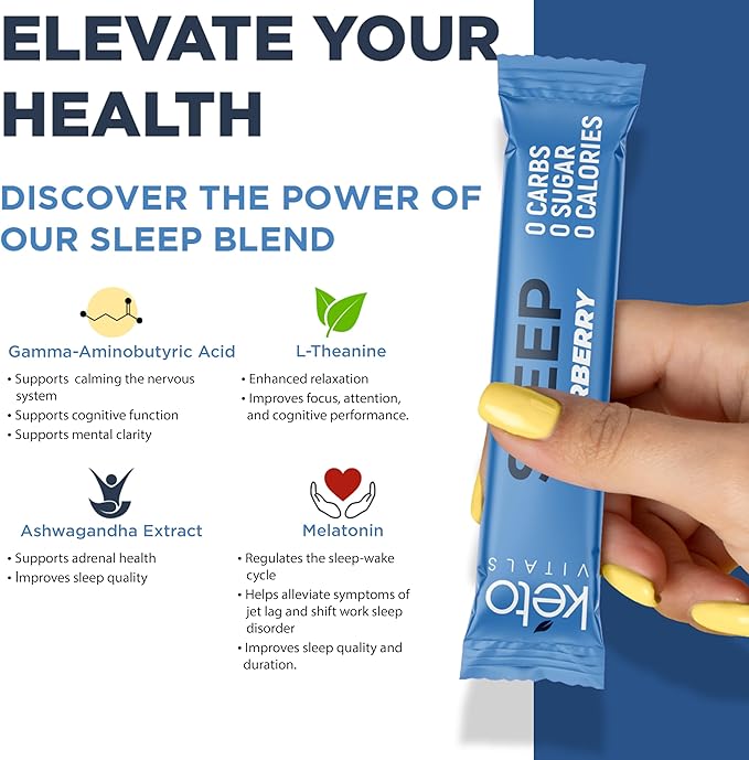 Keto Vitals Sleep Drink Electrolyte Sleep 3mg, GABA, 30 Count