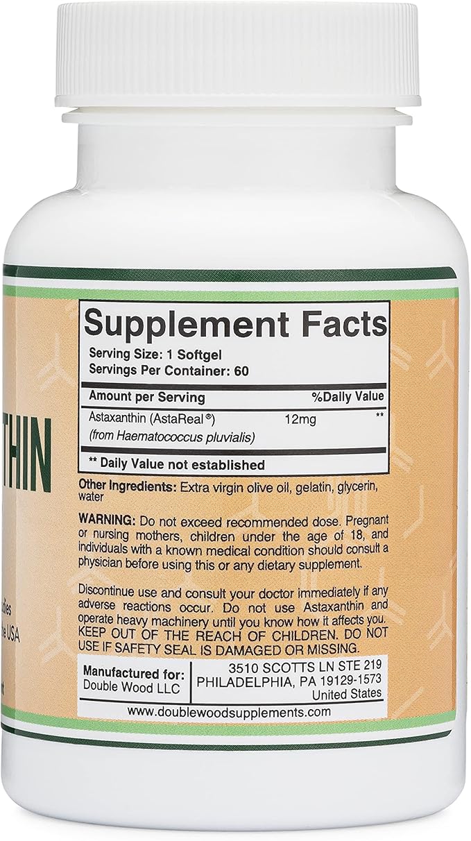 Astaxanthin 12mg Max Strength (AstaReal: Natural 70+ Human