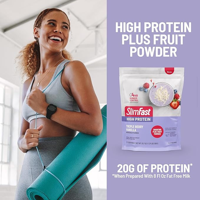 SlimFast High Protein Smoothie Mix Plus 21 Servings, 1.29 Pounds,