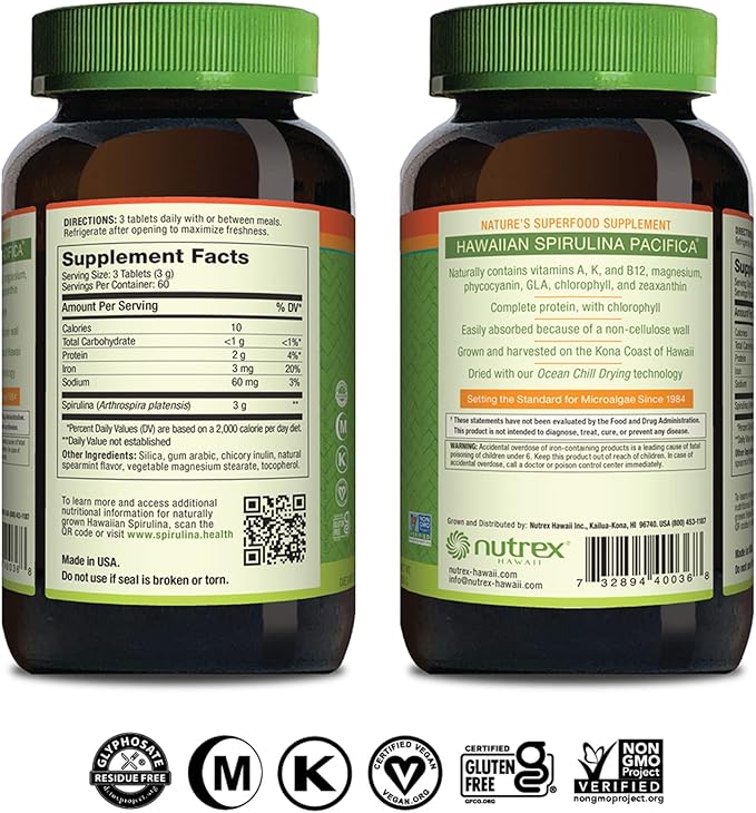 Nutrex Hawaii, Pure Hawaiian Spirulina, 1000 180 Count,