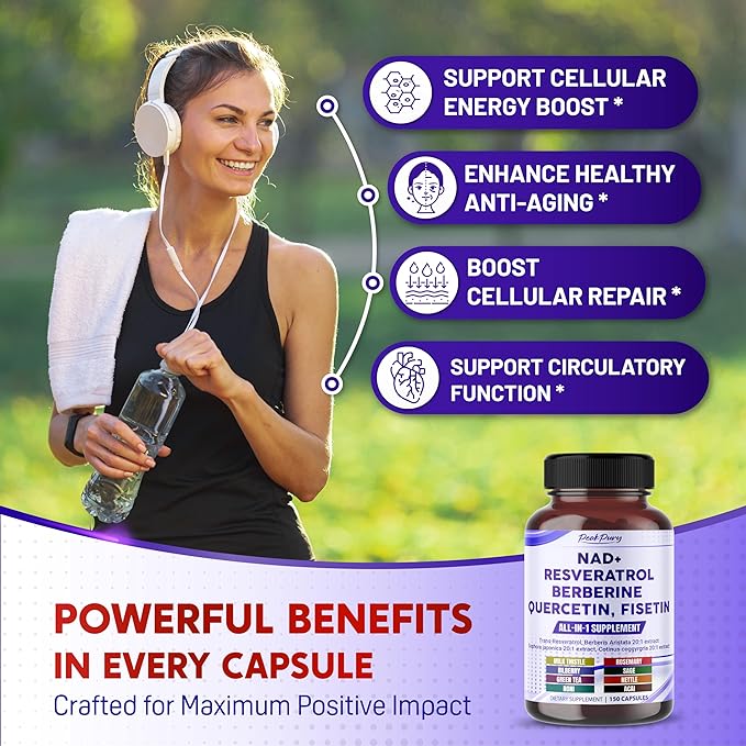 NAD+ Trans-Resveratrol 9000mg Berberine 4000mg Quercetin 1000mg Fisetin 1000mg -