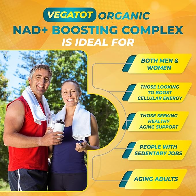 VEGATOT NAD+ Boosting Complex - NAD Supplements for Women & Men 15-in-1 Formula with Resveratrol Turmeric Quercetin Rosemary Bilberry Sage Green Tea