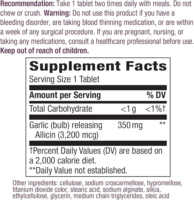 Nature’s Way Garlicin Cardio Premium Herbal 350 mg 90 Tablets