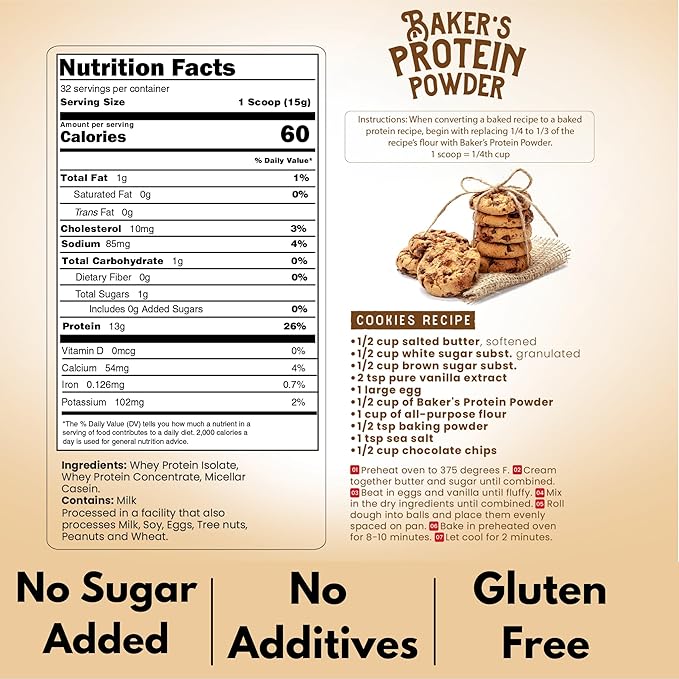 Baker's Protein Powder Pure Natural Protein 17.1 oz,