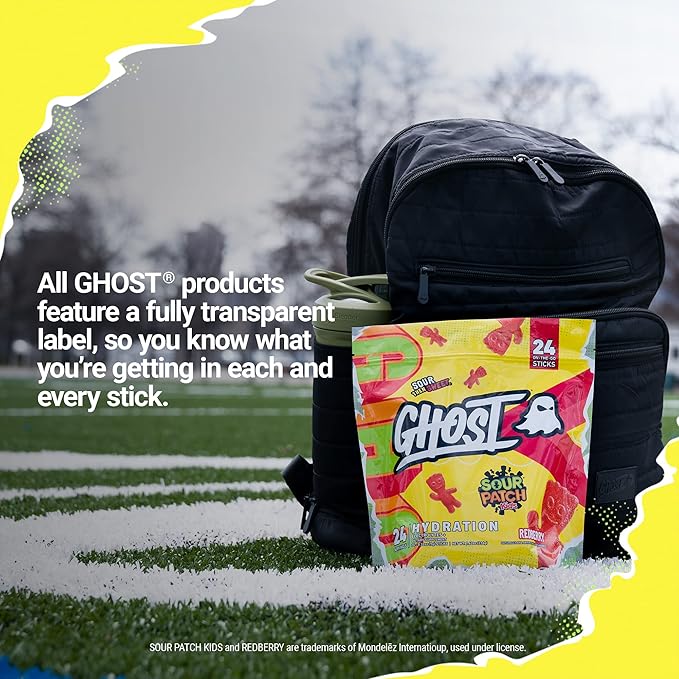 GHOST Hydration Packets, Sour Patch Kids 24 Sticks,